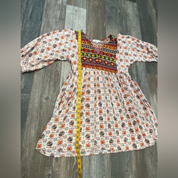 Umgee Aztec Dove Pattern 3/4 Sleeve Tunic Mini Dress Boho Western Rodeo Sz Small - Picture 10 of 12